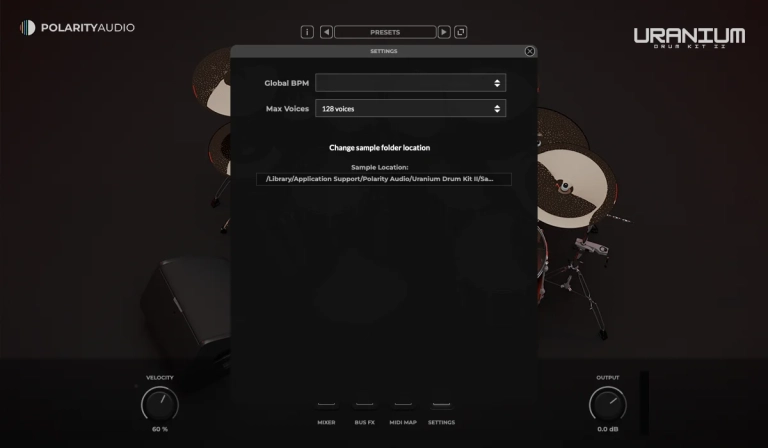 URANIUM 5 - SETTINGS
